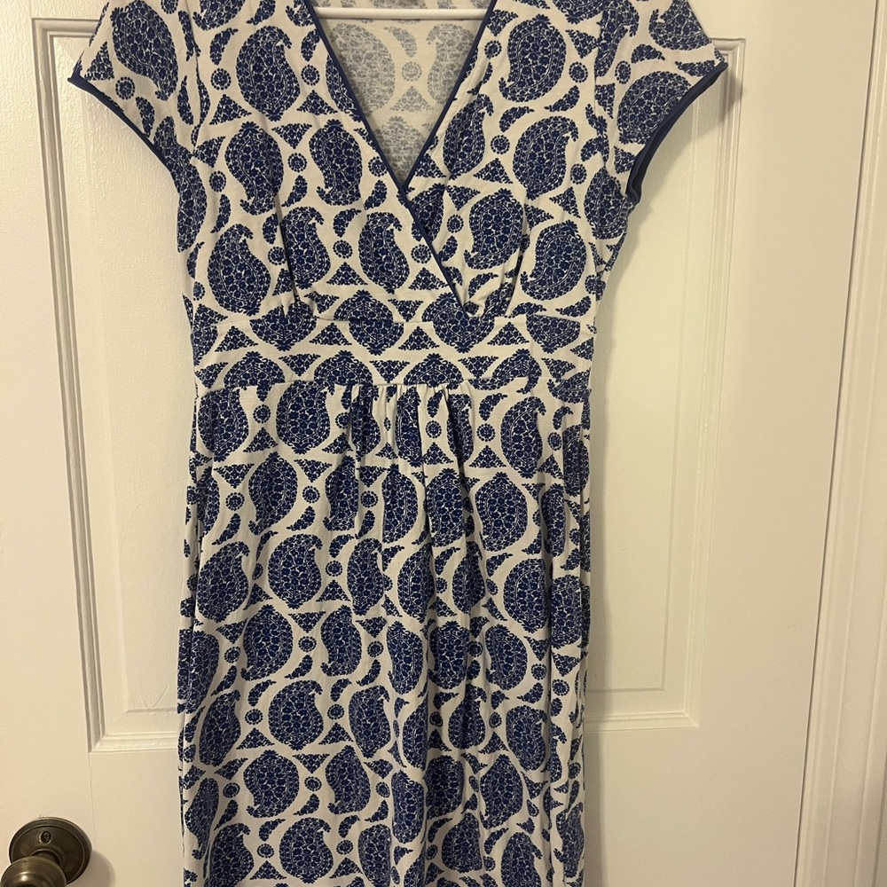 Boden Blue and White Midi Dress